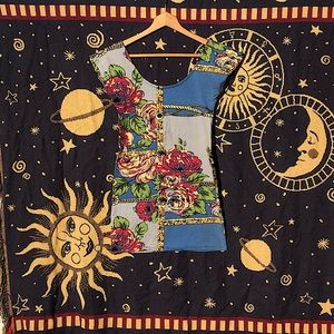 Y2K Motel Rocks Mini Dress Punk Floral Chain Design M